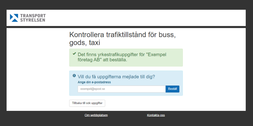 Det finns yrkestrafikuppgifter